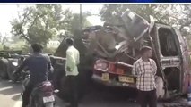 फिरोजाबाद: तेज रफ़्तार ट्रक अनियंत्रित होकर पलटा, यातायात हुआ बाधित