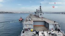 Dünyanın ilk SİHA gemisi TCG Anadolu İstanbul Boğazı'nda