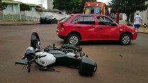 Motociclista fica ferido após se envolver em acidente de trânsito no Centro