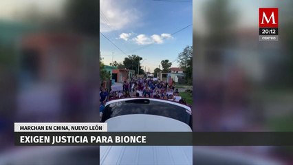Realizan marcha en China, Nuevo León para exigir justicia por la muerte de Bionce Amaya