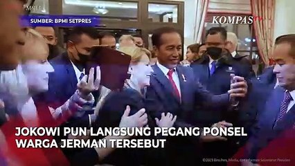 Momen Warga Jerman Ajak Jokowi Selfie saat Tiba di Hannover