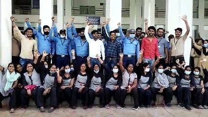 About 400 outsourced employees started the strike