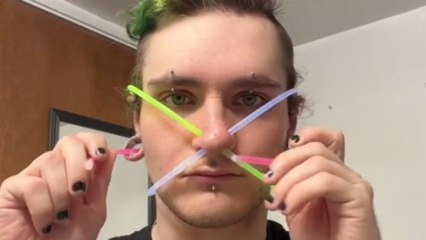Man does a SNIFFIN' brilliant job with his CRAZY nostrils/glowsticks party trick