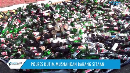 Polres Kutim Musnahkan 2008 Botol Miras dan Petasan Menjelang Lebaran 2023