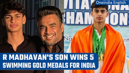 Download Video: Actor R Madhavan beams with pride as son Vedaant wins 5 gold medals for India | Oneindia News