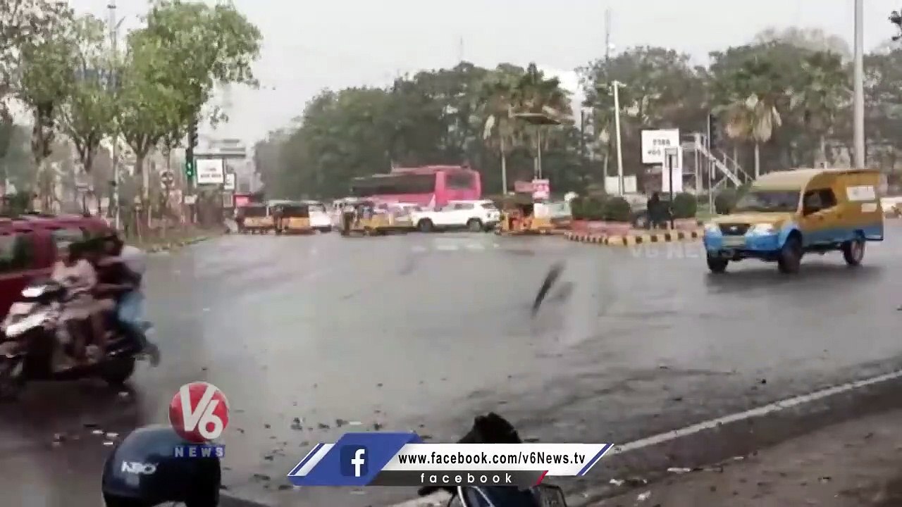 Heavy Rain With Hailstones Lashes Hyderabad City _ V6 News