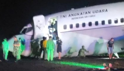 Pesawat Boeing Milik TNI AU Tergelincir di Lapangan Udara