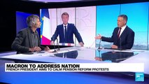 Macron addresses the nation to calm pension reform protests