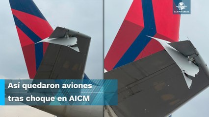 Chocan aviones en pista de rodaje del Aeropuerto Internacional de la Ciudad de México