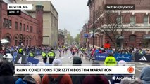 Thousands of runners endure rainy conditions for the 127th Boston Marathon