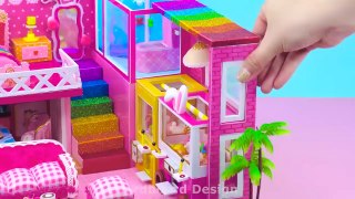 Build Pink Resort Villa with Claw Machine and Outdoor Pool from Cardboard ❤️ DIY Miniature House