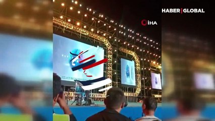Havada dehşet anları: Çinli kadın gösteride metrelerce yükseklikte yere çakıldı