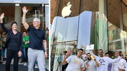 खुल गया देश का पहला एप्पल स्टोर, टिम कुक ने खुद खोले दरवाजे