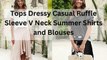 Tops Dressy Casual Ruffle Sleeve V Neck Summer Shirts and Blouses