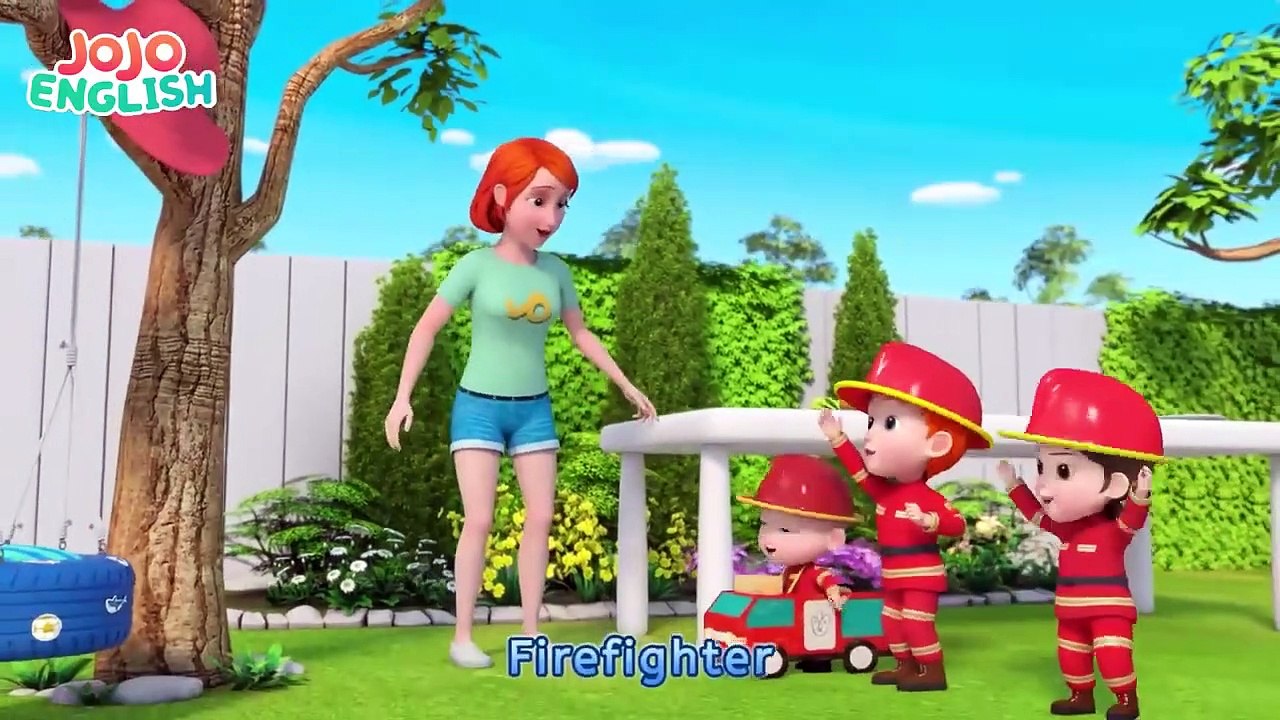 Firefighter Song | Job Role Play ☆ Nursery Rhymes & Kids Songs ♡JoJo English | Family Playroom
