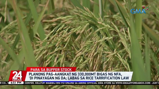 Planong pag-aangkat ng 330,000MT bigas ng NFA, 'di pinayagan ng DA; Labag sa Rice Tarrification Law | 24 Oras