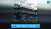 Llegar a CABA, un caos, tres choques, uno fatal, provocan demoras en la Autopista