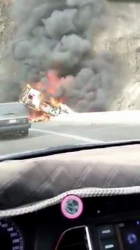 Car caught fire due to road accident