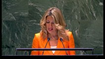 Yolanda Díaz pronuncia un discurso ante el plenario de la ONU mostrando su apoyo al modelo de economía social