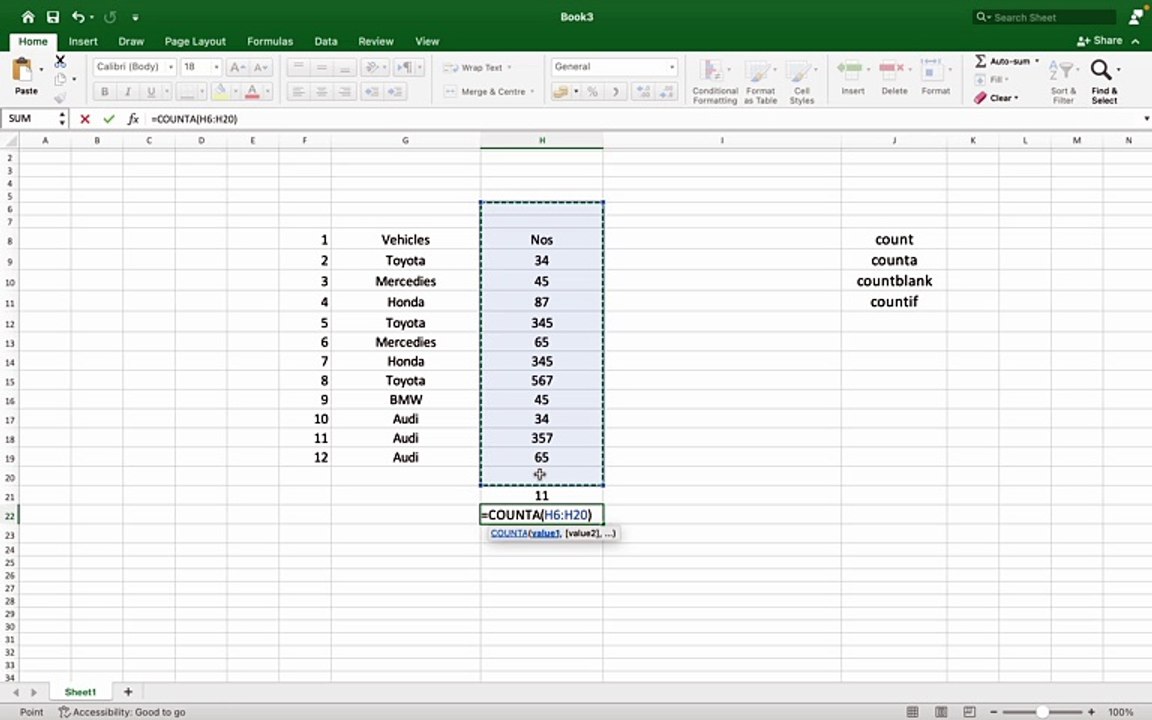 count, counta, countBlank & countIf Functions in MS Excel Explained | MS Excel Formulas | Programming Hub