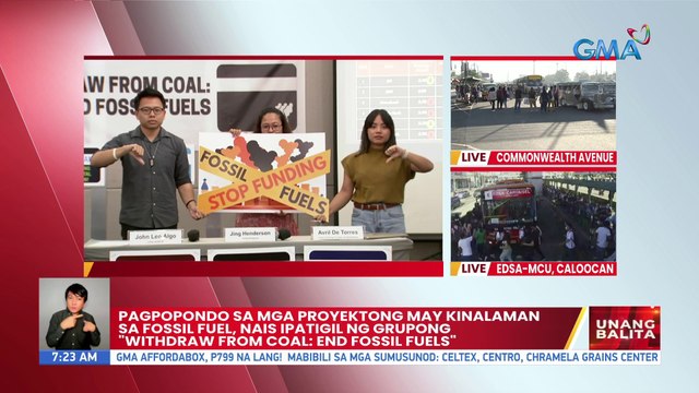 Pagpopondo sa mga proyektong may kinalaman sa fossil fuel, nais ipatigil ng grupong Withdraw From Coal; End fossil fuels | UB