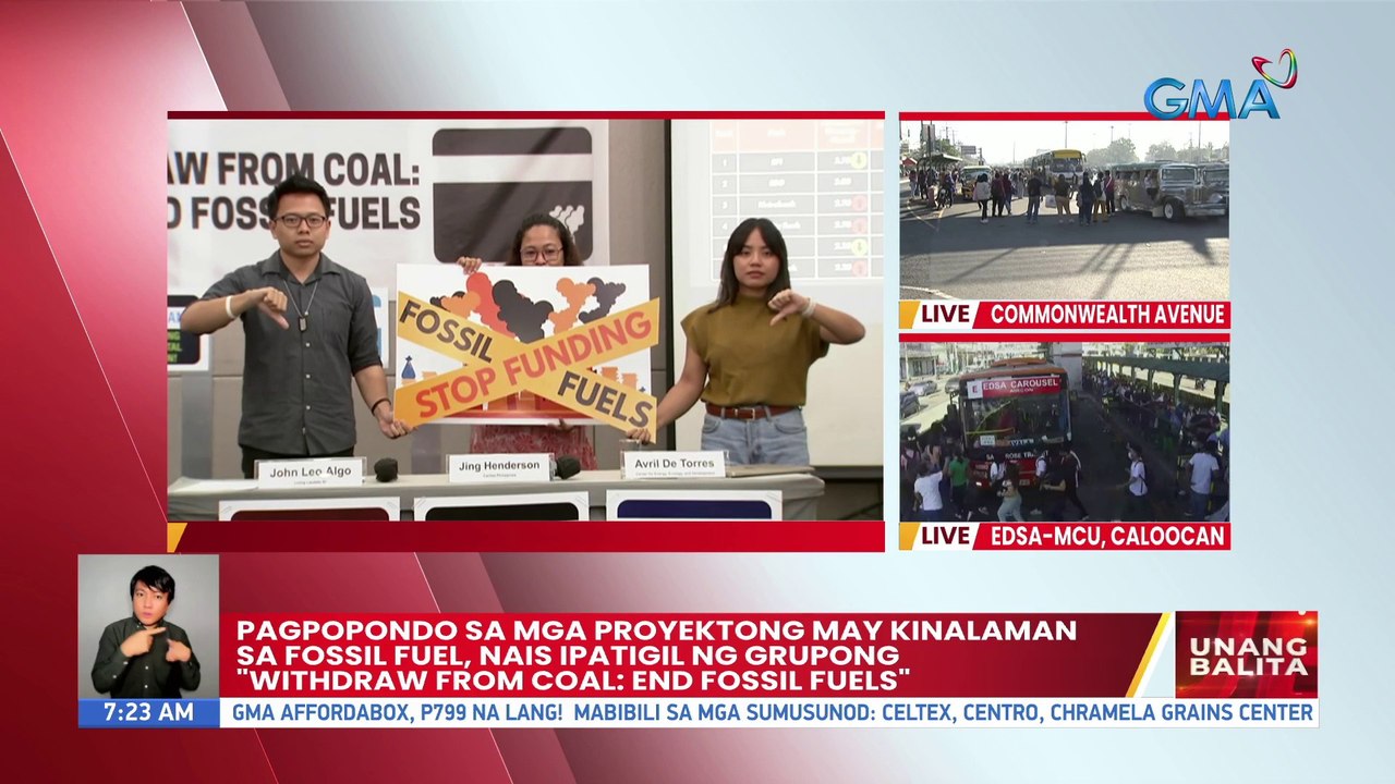 Pagpopondo sa mga proyektong may kinalaman sa fossil fuel, nais ipatigil ng grupong "Withdraw From Coal; End fossil fuels" | UB