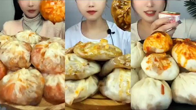 ASMR Chinese YUMMY FOOD——steamed stuffed bun, Mukbang, ASMR Eating, Eating Show, Chinese Food Eating, Yummy Food, Sweet Food.