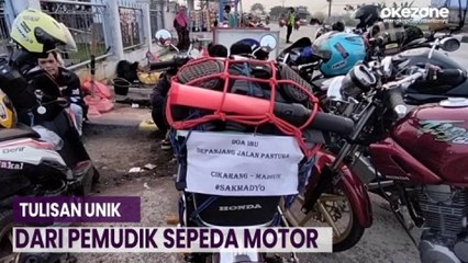 Pemudik Sepeda Motor di Pantura Pasangi Kendaraan dengan Tulisan Unik