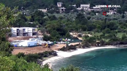 Görenler şoke oldu: Bodrum'da sahile kum döktüler, denize beton blok yerleştirdiler