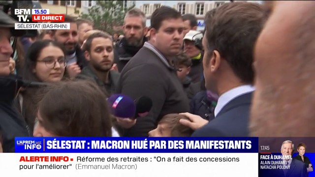 Vous avez un gouvernement corrompu : Emmanuel Macron interpellé par un manifestant à Sélestat