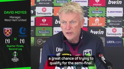 Скачать видео: Moyes hoping Hammers can build on Arsenal performance in UECL quarter-final