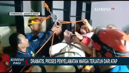 Proses Evakuasi Pria yang Jatuh dari Atap Setinggi 5 Meter Berlangsung Dramatis!