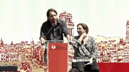 Intervención de Pablo Iglesias en un acto de Barcelona en Comú en 2015