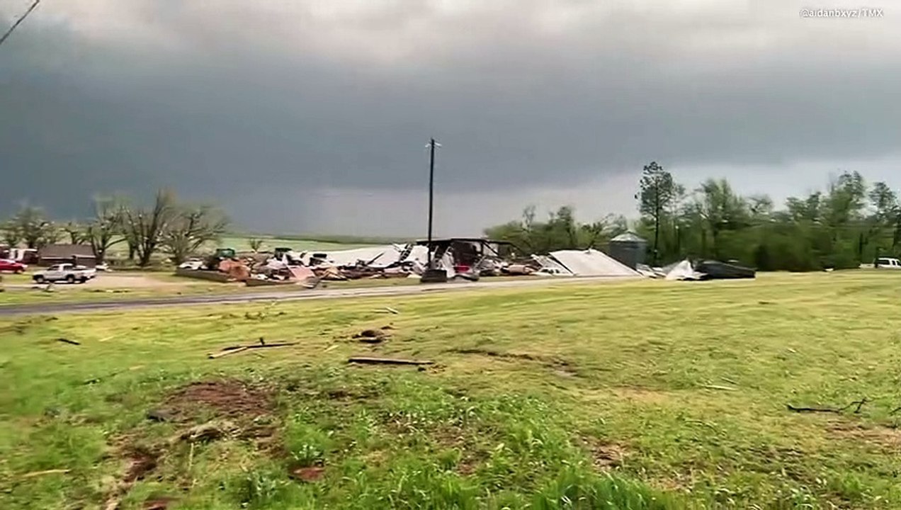 Footage shows damage in Cole, Oklahoma after deadly tornado