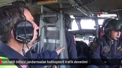 Bayram tatili öncesi jandarmadan helikopterli trafik denetimi
