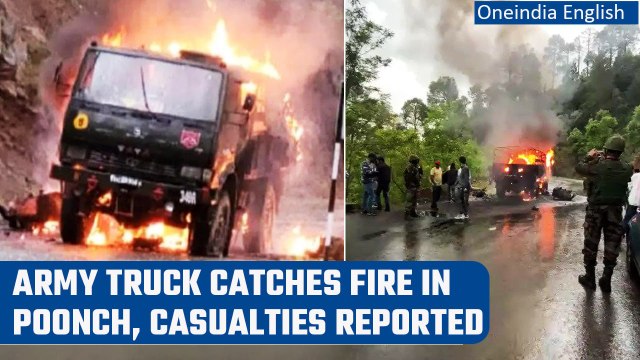 Indian Army truck catches fire on Rajouri-Poonch National Highway, 2 jawans lose life| Oneindia News