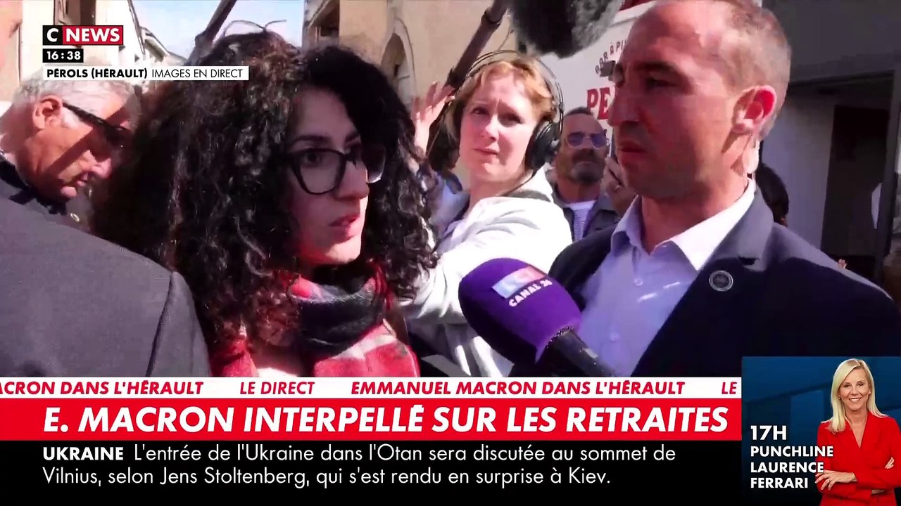Regardez Emmanuel Macron interpellé par une dame lors de sa visite surprise à Pérols dans l'Hérault et qui lui tourne finalement le dos : "Vous ne me laissez pas parler, je vous laisse donc parler seule"