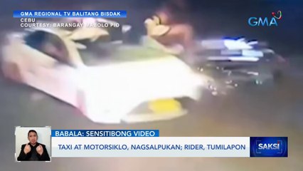 Taxi at motorsiklo, nagsalpukan; rider, tumilapon | Saksi