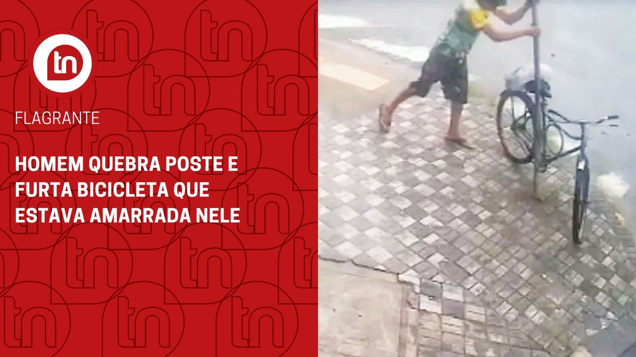 Vídeo: homem quebra poste e furta bicicleta que...