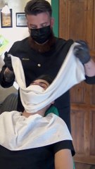 ASMR Barber Straight razor and hot towel Shave