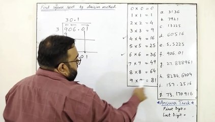 Square Root Trick for Decimal Fractions For Class 6 ,Class 7, Class 8