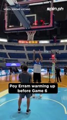 Poy Erram warming up before Game 6 