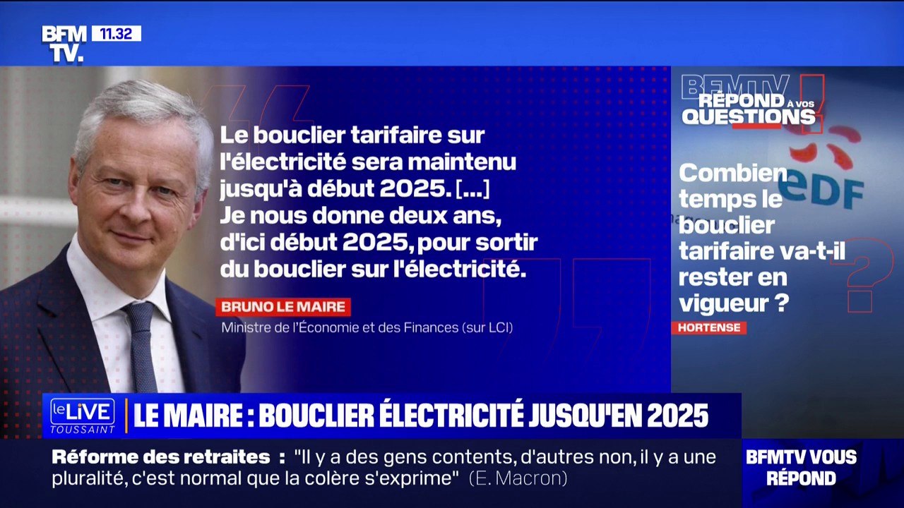 Électricité: combien de temps le bouclier tarifaire va t-il rester en vigueur ?   BFMTV répond à vos questions