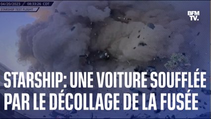 Trop proche du pas de tir, cette voiture n'a pas été épargnée par le décollage de la fusée Starship