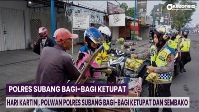 Hari Kartini, Polwan Polres Subang Bagi-Bagi Ketupat dan Sembako