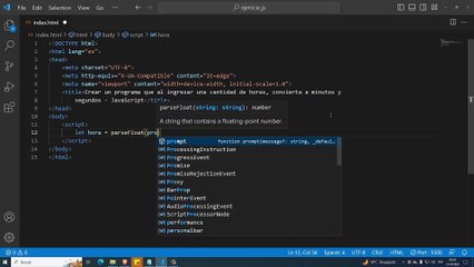 Crear un programa que al ingresar una cantidad de horas, convierta a minutos y segundos en JavaScript