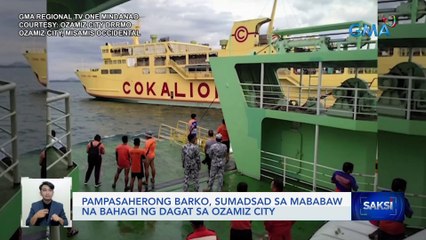 Pampasaherong barko, sumadsad sa mababaw na bahagi ng dagat sa Ozamiz City | Saksi