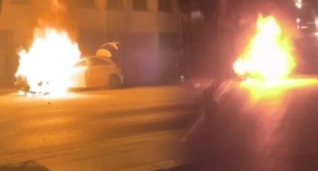 Lüks otomobil alev alev yandı