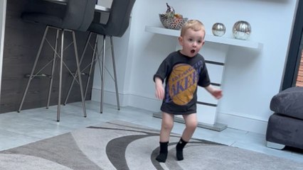 Young boy smashes a lamp with football, Hilarious Reaction