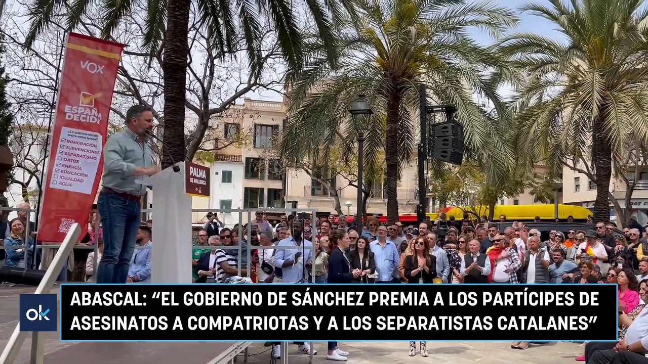 Santiago Abascal: "El Gobierno de Sánchez premia a los partícipes de asesinatos a compatriotas y a los separatistas catalanes"